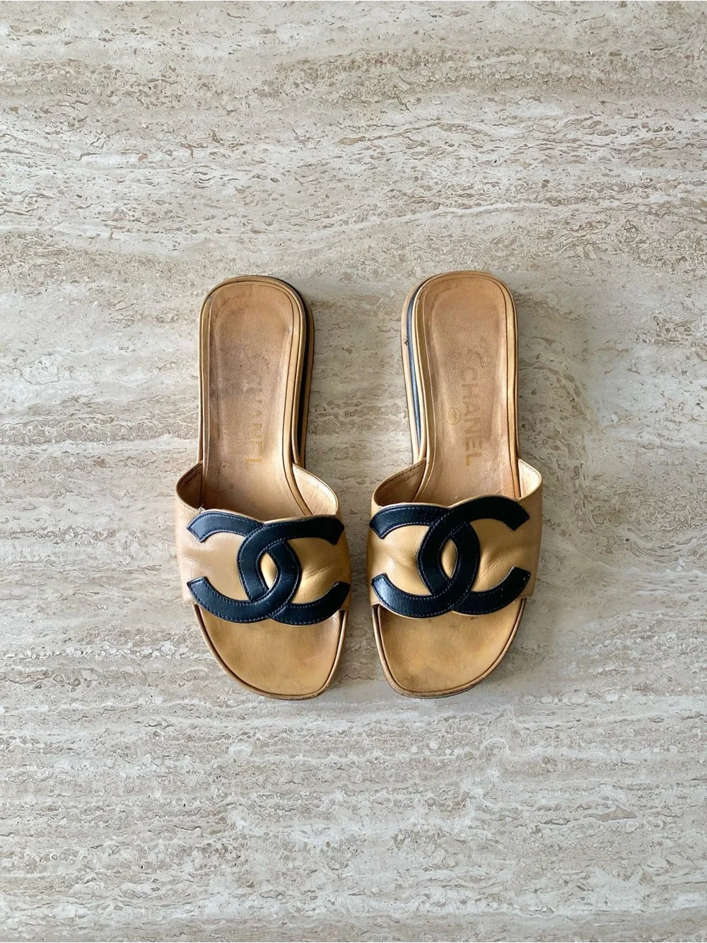Vintage Chanel CC Mule Sandals
